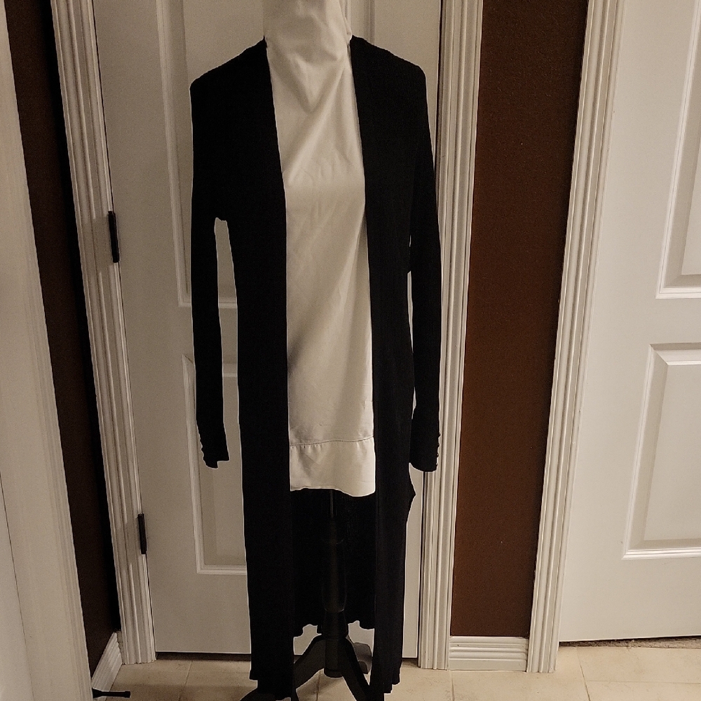White House Black Market Black Ribbed Sweater Top